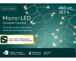 String lights with twinkle effect on gold wire, int./ext., warm white, 19,5′