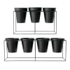 Support à pots de fleurs en métal noir