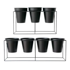 Support à pots de fleurs en métal noir