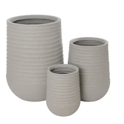 Tall beige textured recycled polypropylene planter with grey terrazzo finish