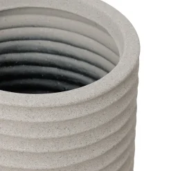 Tall beige textured recycled polypropylene planter with grey terrazzo finish