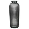 Tall grey ribbed recycled glass floor vase, 27,5 x 12"