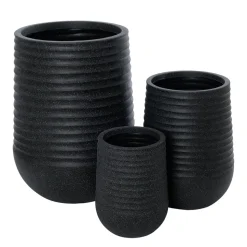 Tall textured black recycled polypropylene planter