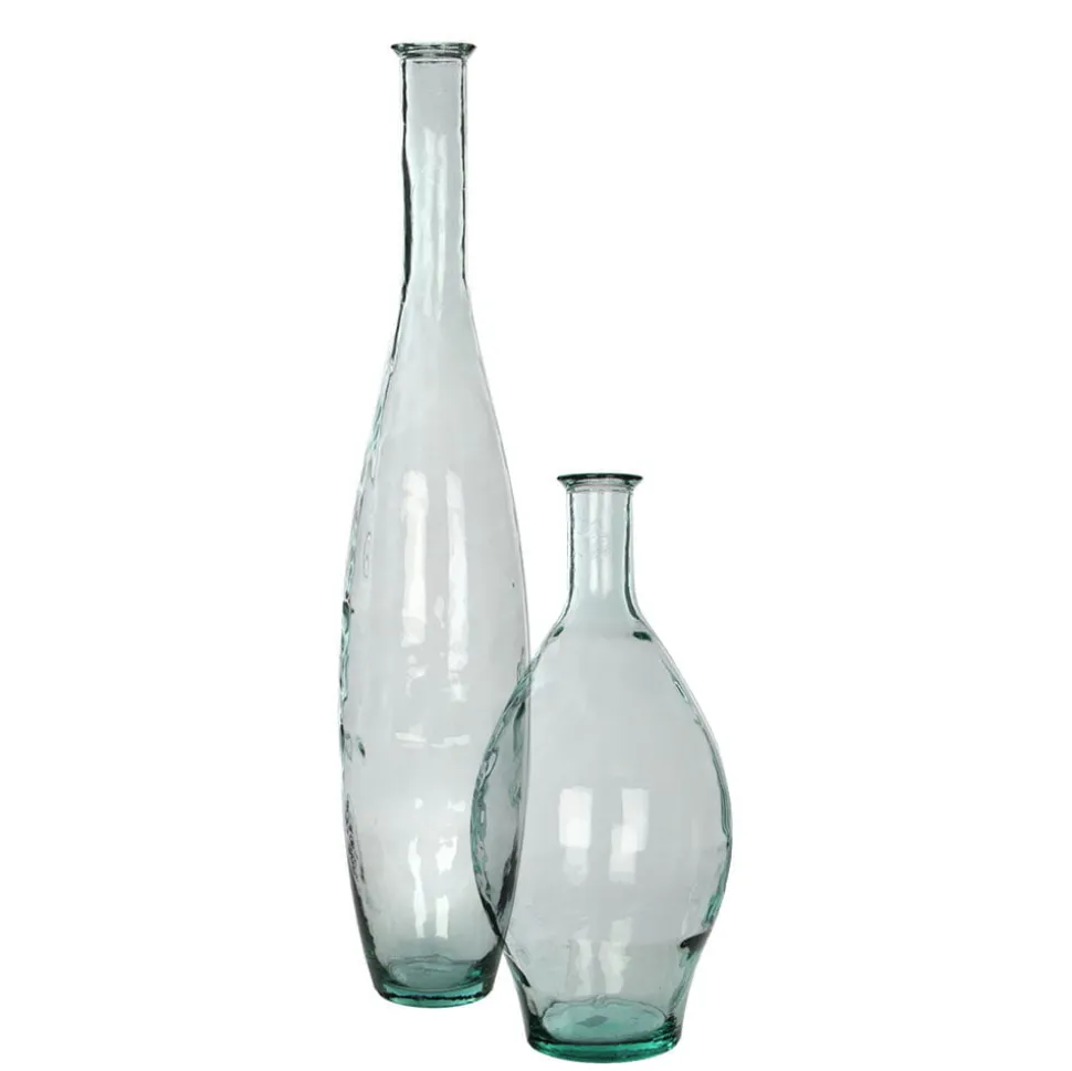 Tall transparent recycled glass vase