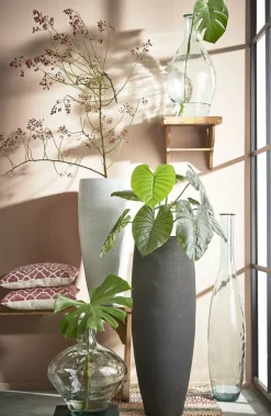 Tall transparent recycled glass vase