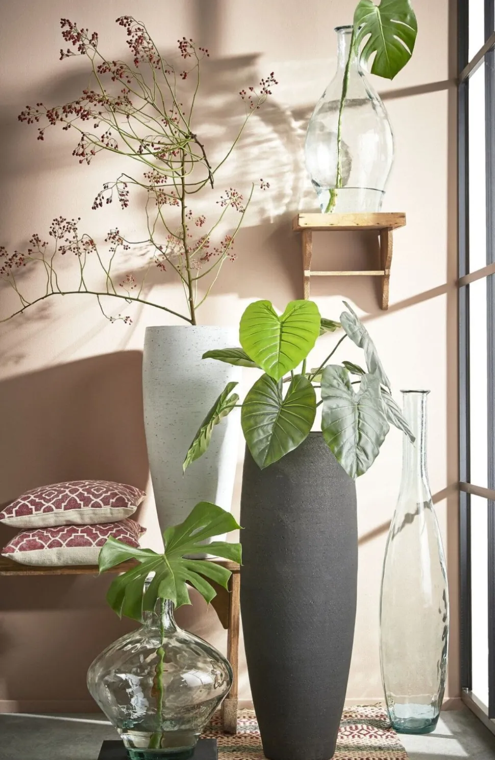 Tall transparent recycled glass vase