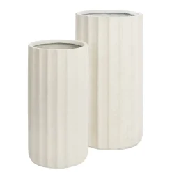 Tall white wavy fibercement planter