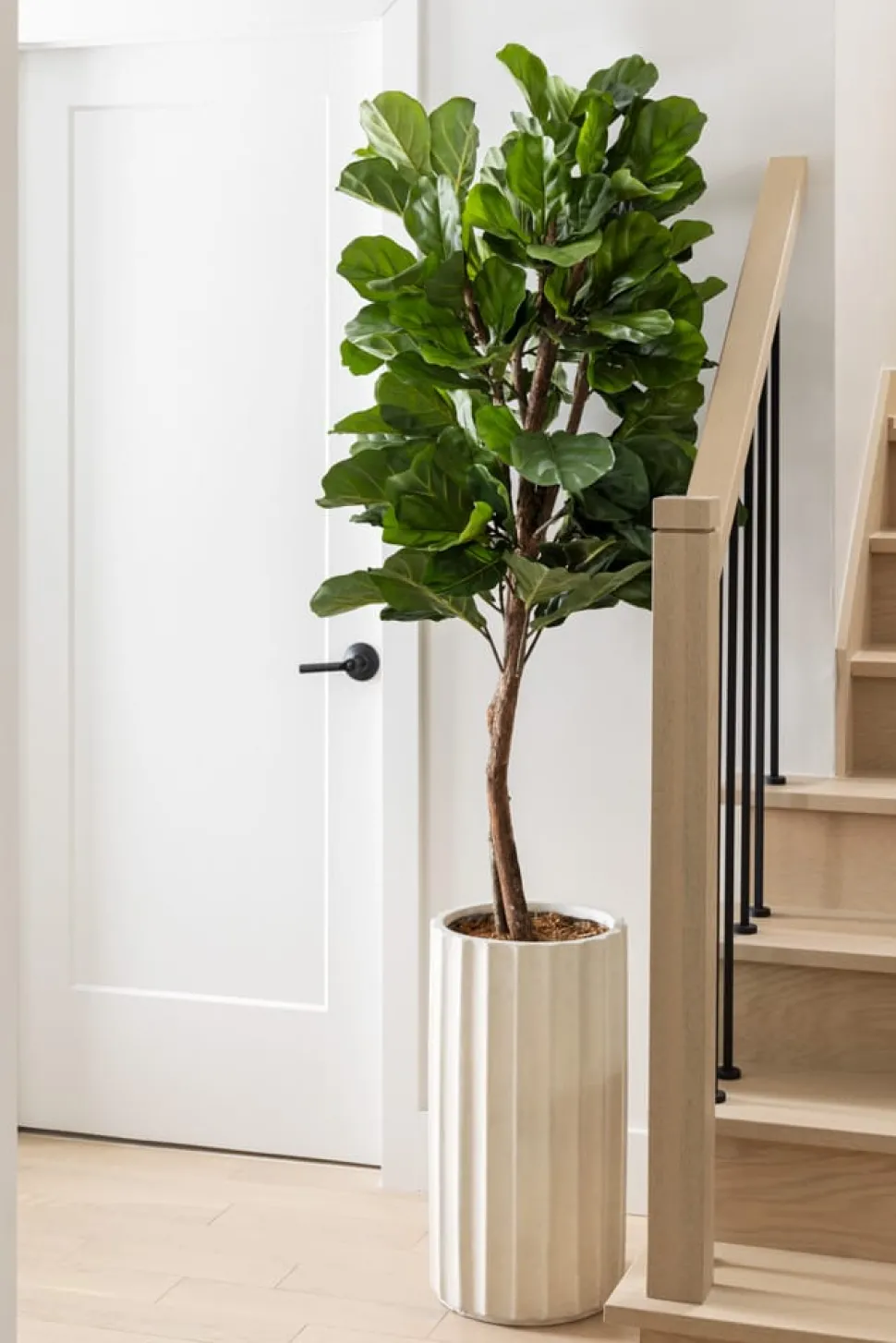 Tall white wavy fibercement planter