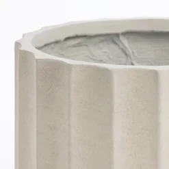Tall white wavy fibercement planter