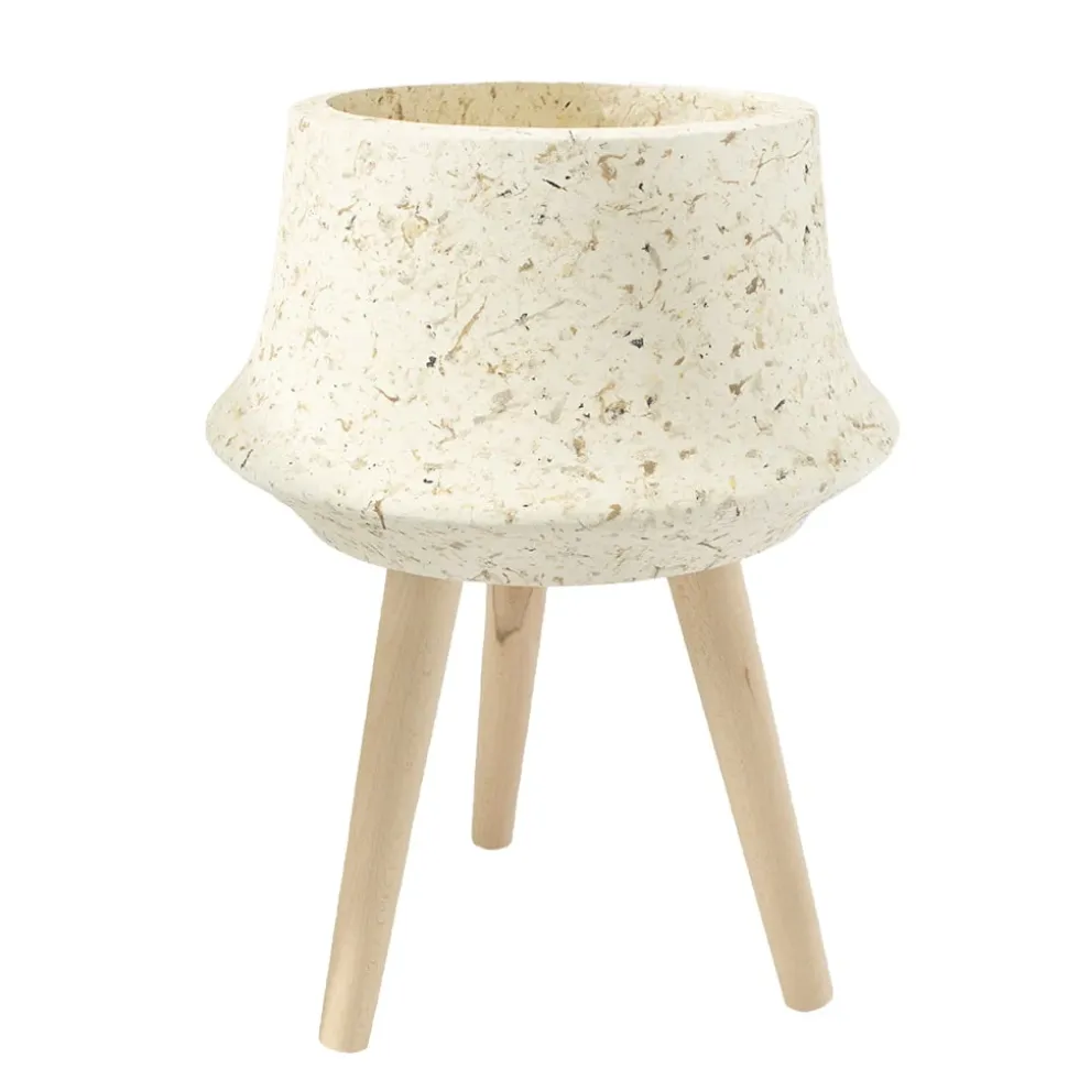 Terrazzo stone finish standing planter, 21 x 16"