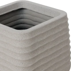 Textured beige recycled polypropylene planter with grey terrazzo finish