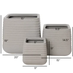 Textured beige recycled polypropylene planter with grey terrazzo finish