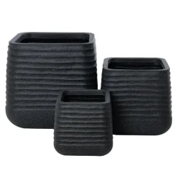 Textured black recycled polypropylene planter
