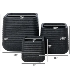 Textured black recycled polypropylene planter