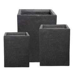 Textured black square planter