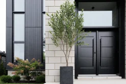 Textured black square planter