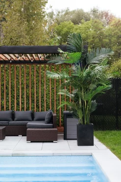 Textured black square planter