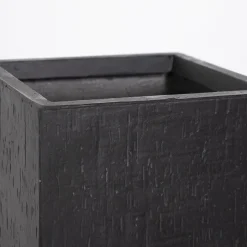 Textured black square planter
