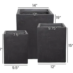 Textured black square planter