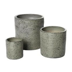 Textured khaki green ceramic planter