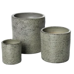 Textured khaki green ceramic planter