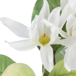 Tige de magnolia blanc artificiel en fleurs, 27,5″