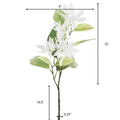 Tige de magnolia blanc artificiel en fleurs, 27,5&Prime;