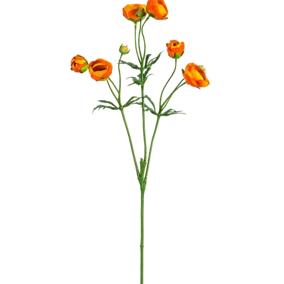 Tige de petites renoncules orange artificielles, 25″