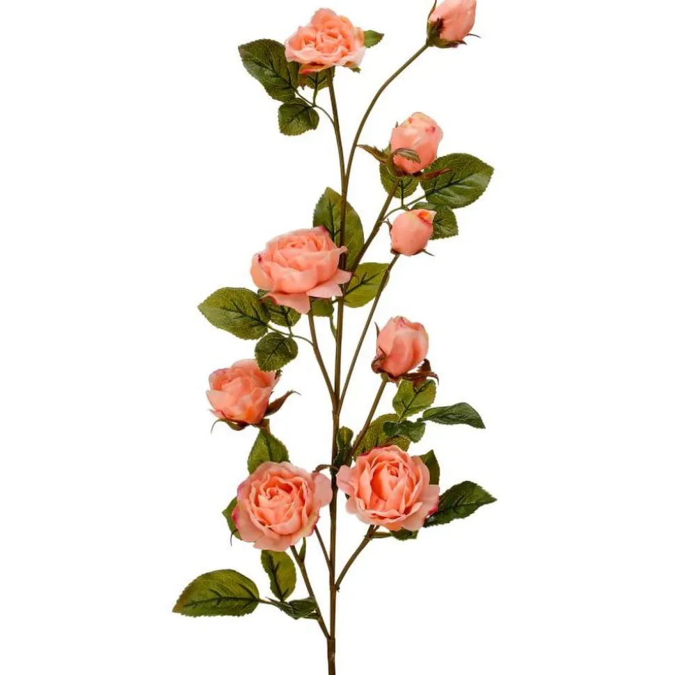 Tige de rose grimpante saumon artificielle, 37″