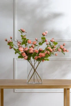 Tige de rose grimpante saumon artificielle, 37″