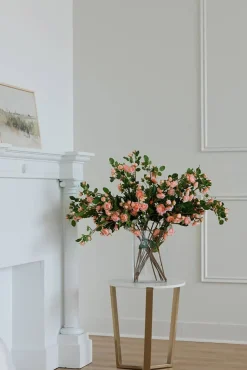 Tige de rose grimpante saumon artificielle, 37″