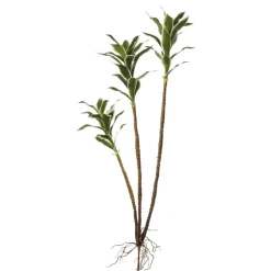 Trio de tiges de dracaena vert et blanc artificiel, 40″