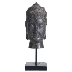 Tête de bouddha sur support, 13,5″