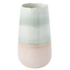 Vase à fleurs en céramique rose, 10 x 5,5″