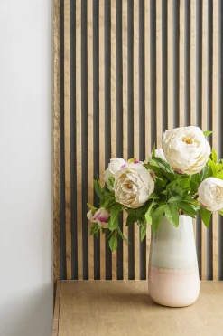 Vase à fleurs en céramique rose, 10 x 5,5″