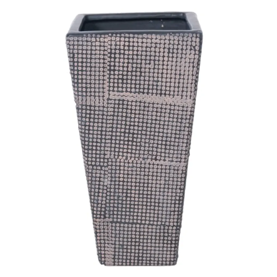 Vase carré en céramique noire, 11 x 5,5″