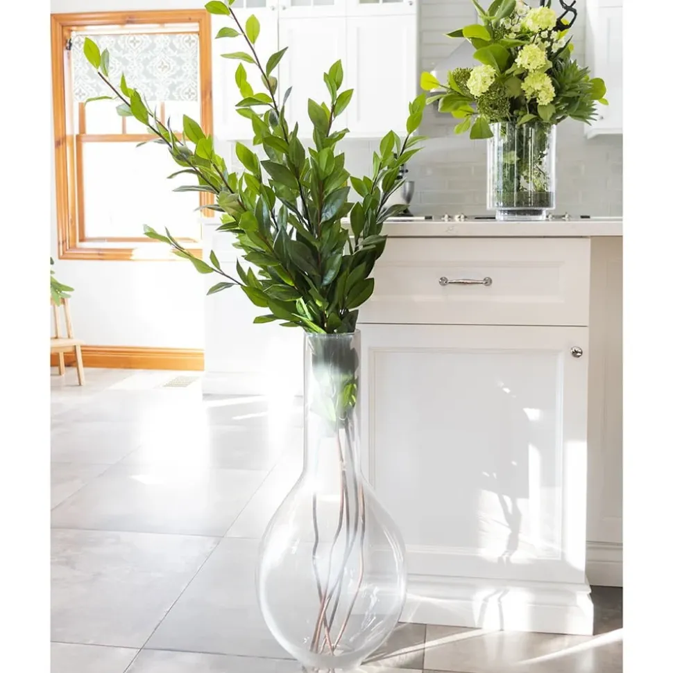 Vase de sol gris en verre, 27,5 x 12,5″