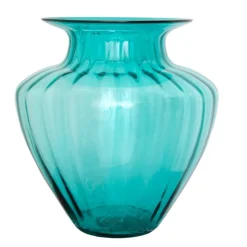 Vase de verre turquoise 13x13x13,5″