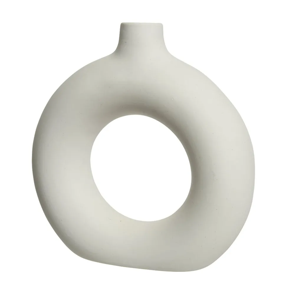 Vase donut blanc en porcelaine fait main, 8,5 x 8,5″