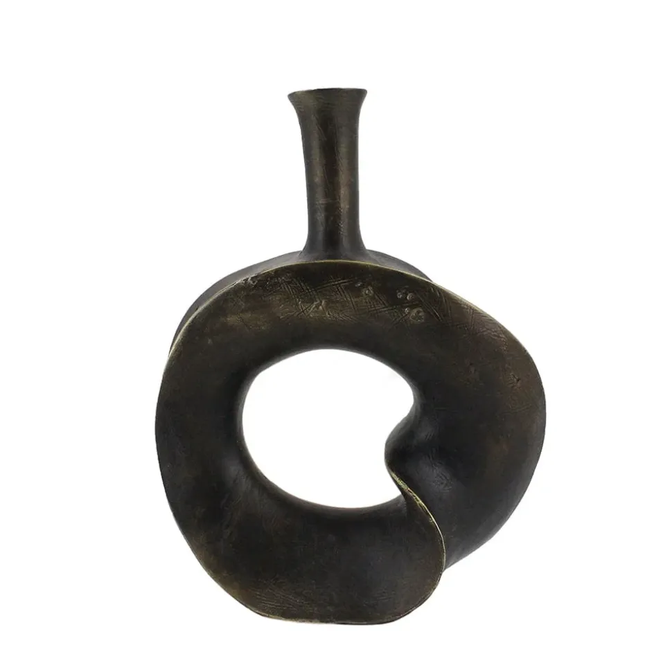 Vase donut noir, 11,5 x 9″