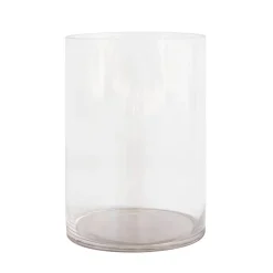 Vase en verre avec base chrome, 10 x 7″