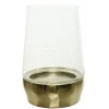 Vase en verre avec base dorée, 12 x 7 x 7″