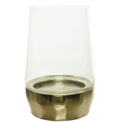 Vase en verre avec base dorée, 12 x 7 x 7″