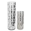 Vase en verre cylindrique à motif chrome