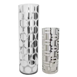 Vase en verre cylindrique à motif chrome