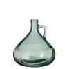 Vase en verre recyclé vert avec poignée, 7 x 6,5″