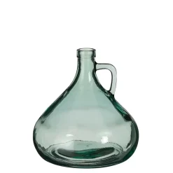 Vase en verre recyclé vert avec poignée, 7 x 6,5″