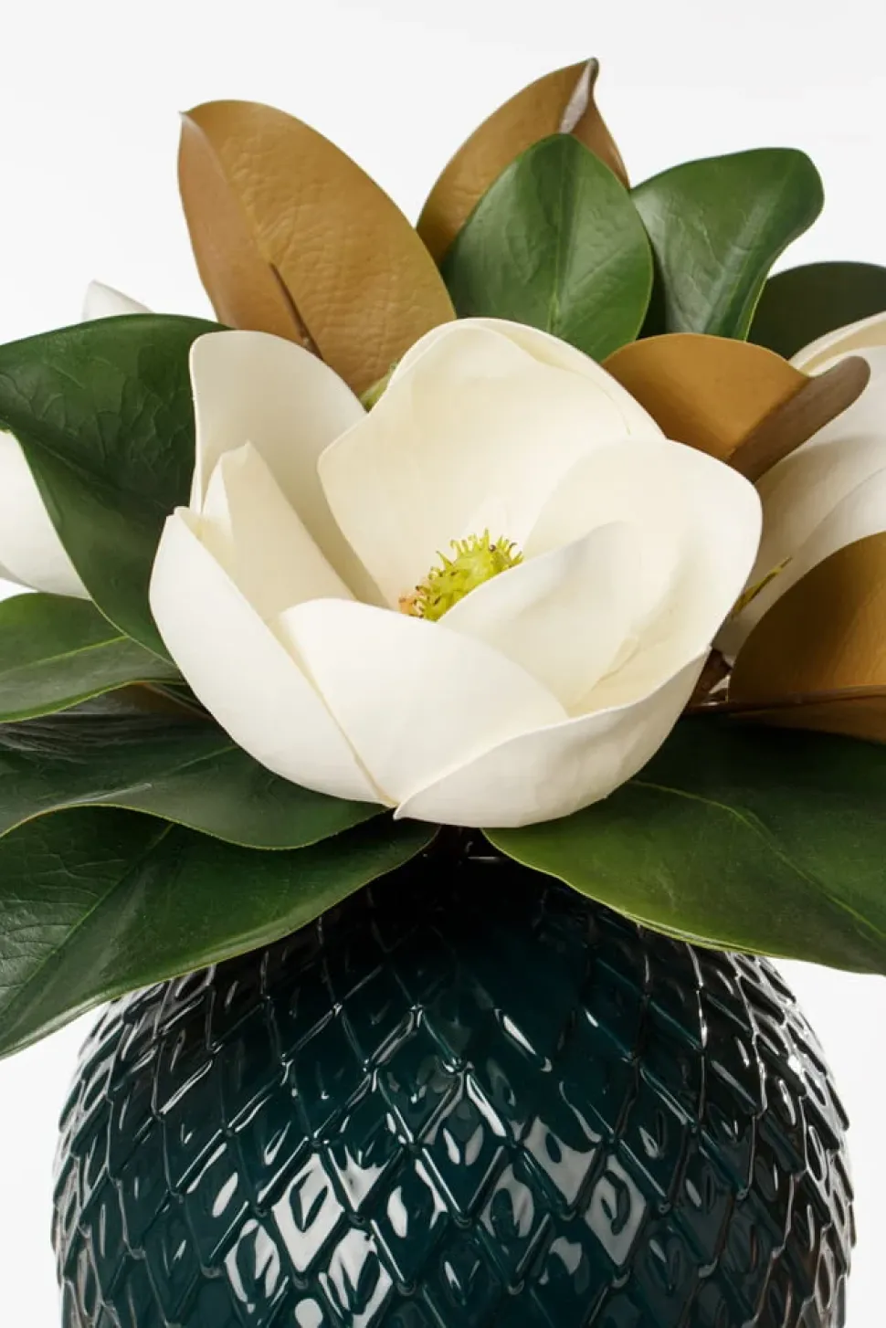 Vase rond en céramique vert foncé, 6 x 7″