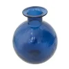 Vase rond en verre bleu foncé, 10 x 8″