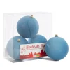Velvet blue Christmas ball ornaments, 4"